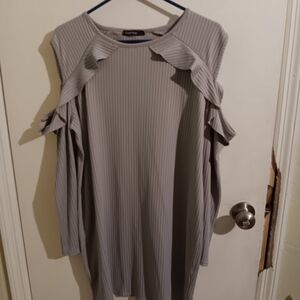 Boohoo Plus Gray Long Sleeve Dress